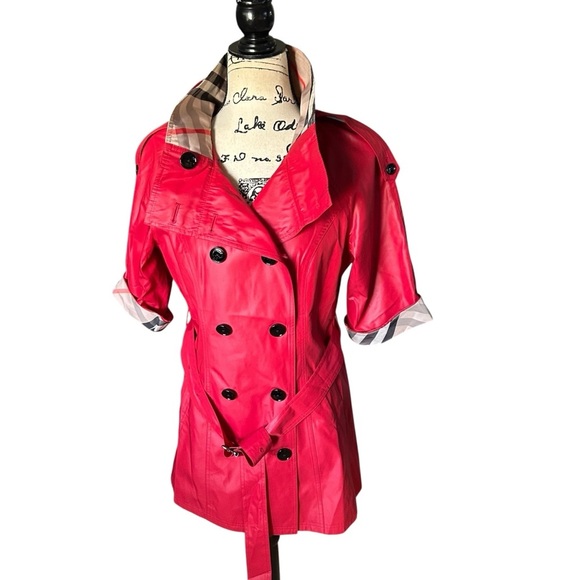 NWT BUDUTURRY Red Polyester Short Sleeve Raincoat Sz Lrg - Picture 1 of 12